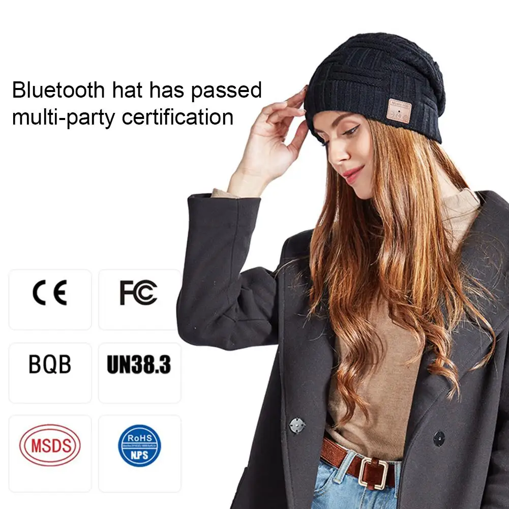 Новейшая модель; обновленная Bluetooth 5,0 шапочка Беспроводной бини с наушниками музыка шляпа со встроенным HD стерео Динамик для зимы Фитнес Спорт