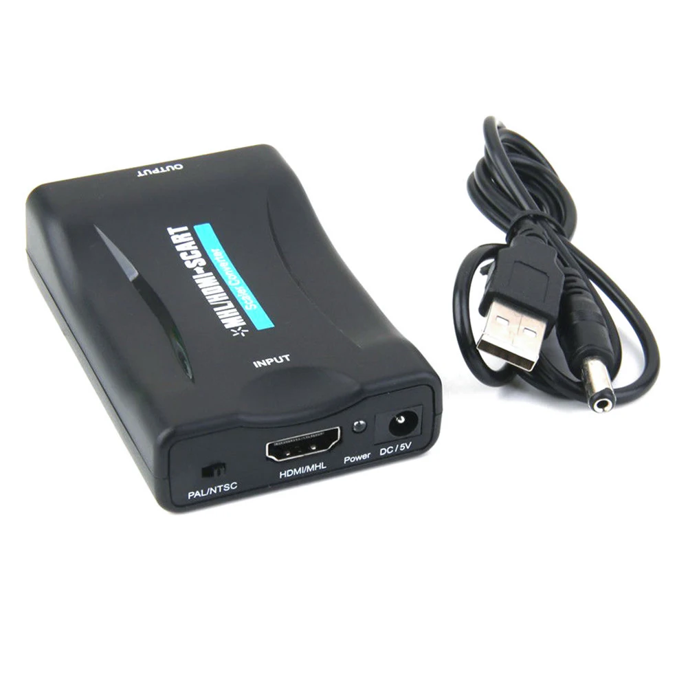 Видео конвертер из scart в hdmi стерео аудио адаптер с USB кабель приемник HD Переходник HDMI-scart композитный для смартфона HD tv DVD - Цвет: HDMI to Scart Conver