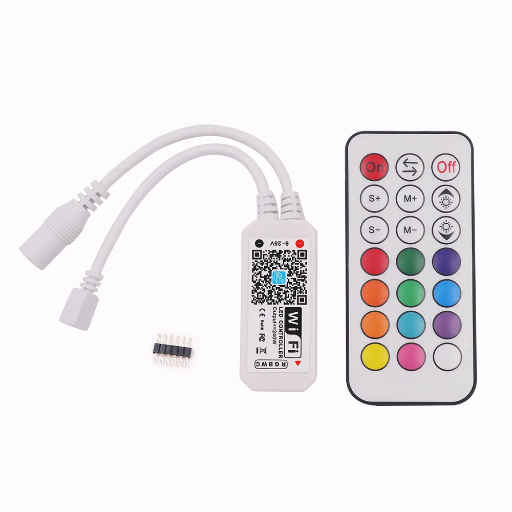 

WiFi WirelessLED Controller IR 21 Key for 5050/3528 RGB/RGBWW LED Strip Light Compatible with Alexa and Google Home Assistant