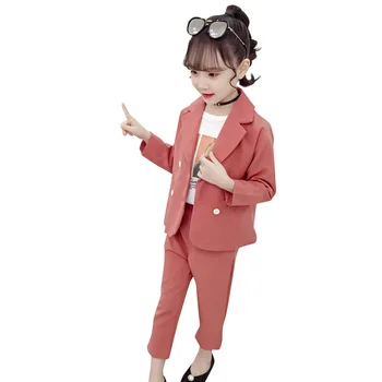 

Clothes For Girls Solid Jacket + Pants 2PCS Kids Clothes Girls Spring Autumn Children's Suit Set 6 8 10 12 14 Year