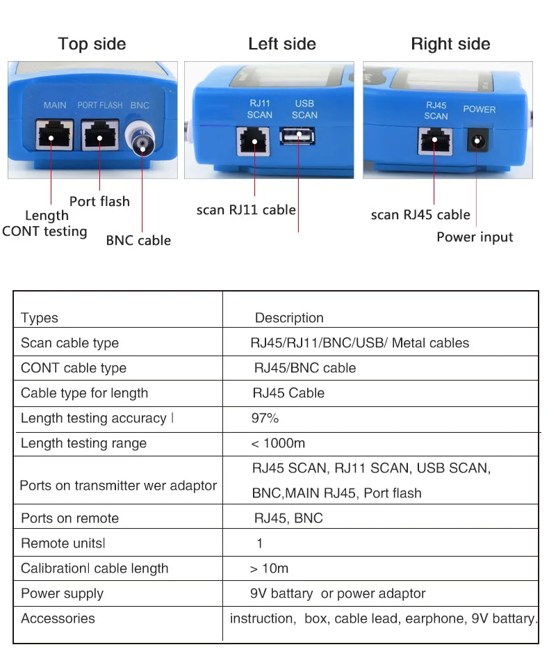 rj11 ethernet cabo tester azul