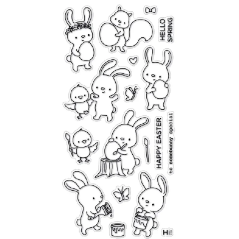 Joy Interaction Small Animal Cartoon Hippo Bee Cow Cow Fox Butterfly Bunny Clear Stamps For DIY Scrapbooking Card Making - Цвет: 4