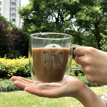 

Mermaid Double Coffee Mugs With the Handle Mugs Drinking Insulation Double Wall Glass Tea Cup Creative Gift Drinkware Milk