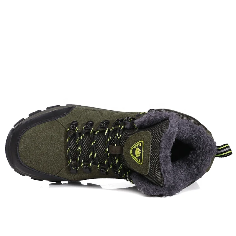 Мужские ботинки из коровьей кожи для пеших прогулок, водонепроницаемые спортивные Трекинговые ботинки, зимняя уличная альпинистская обувь с мехом