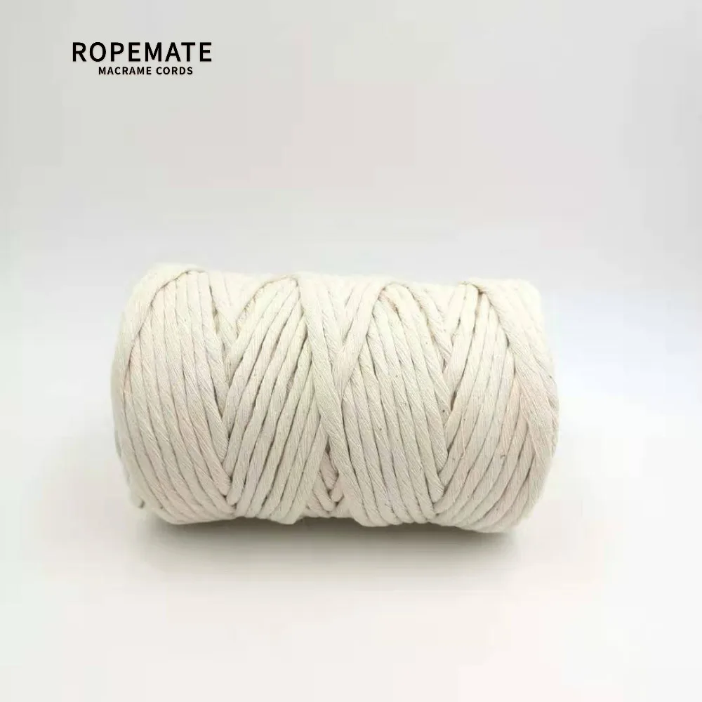 Базовый хлопковый шнур ROPEMATE 5 мм 100 м 1 нить натуральный цвет для рукоделия