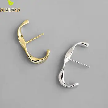 

Flyleaf Simple Gold C-type Twist Earings Fashion Jewelry 100% 925 Sterling Silver Stud Earrings For Women Fine Jewelry