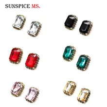 SUNSPICE MS Модные большие Кристальные серьги гвоздики для женщин