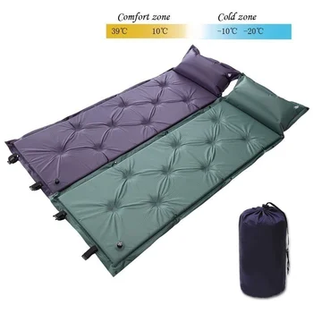 

Self-Inflating Camping Sleeping Bag Mat Single Inflatable Portable Air Pad with Pillow Widened Thickened Can Be Stitched Camping