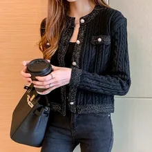 

The New Korean Women's Coat In Winter Fashionable Slim Versatile Thickened Stand Collar Twist Cardigan Woolen Coat