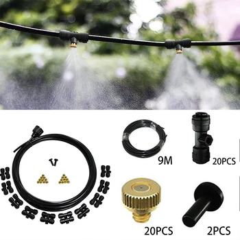 

Water Misting Cooling System Mist Nozzle Outdoor Spray Hose Watering Kits Large Black Connector Low Pressure Hose
