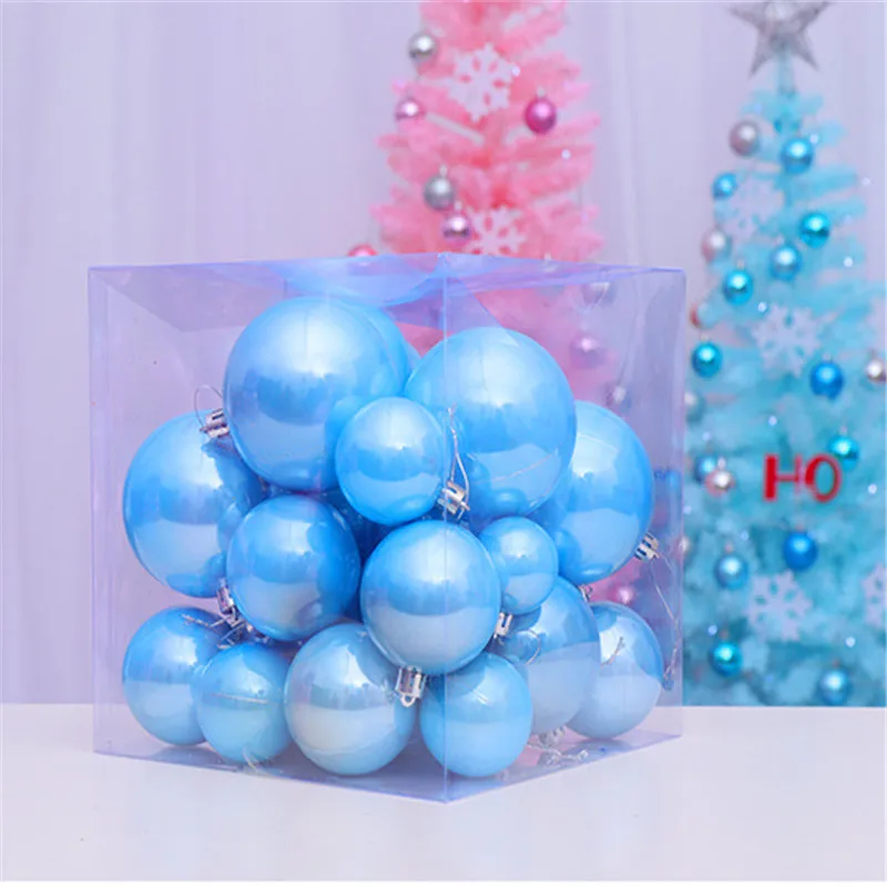 37 pcs/ Lot Ball Christmas Tree Pendant Window Decoration Hanging Ball Ornament Dress Up Pearl BallHome Christmas Decoration - Цвет: Синий