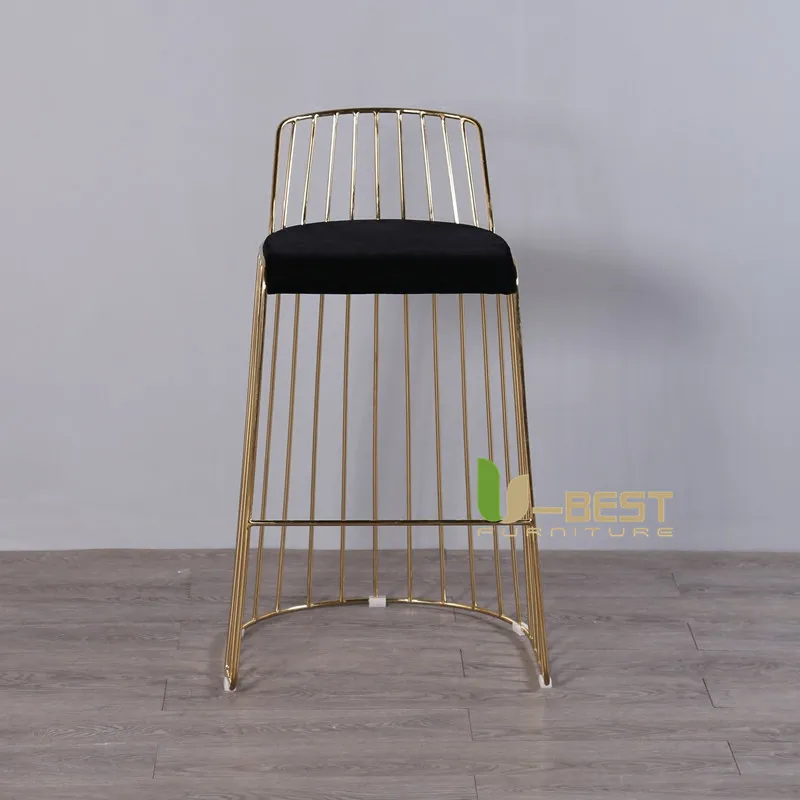 U-BEST современный дизайн Золотая проволочная рама невесты вуаль барный стул с подушкой