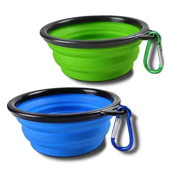 

Promotion! Collapsible Dog Cat Travel Bowl, Set of 2, Portable Pets -up Food Water Feeder Foldable Bowls with Carabiner Clip
