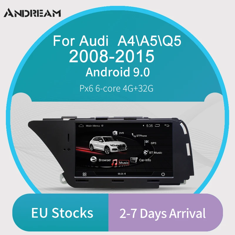 Автомобильный мультимедийный плеер для AUDI A4 (2008 2016 B8) Q5(2010 2016) 7 &quotAndroid 9 0 4 32G Bluetooth gps