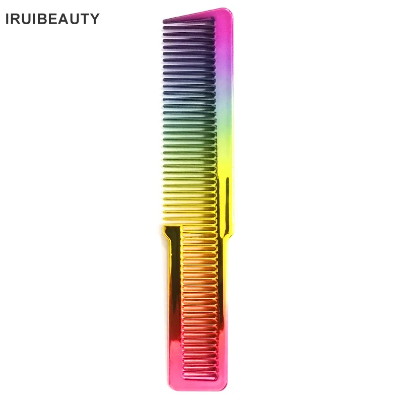 

2 Pcs Hair Salon Electroplating Rainbow Comb Clippers Comb Oil Head Men'S Styling Hair Comb Heat Resistant And Not Easy To Fold