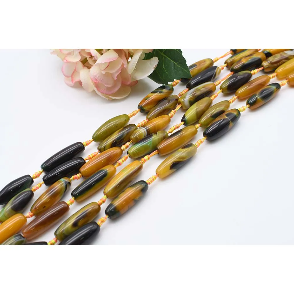 2 strands/lot 40*15mm Natural Smooth Oval Agate stone For DIY Bracelet Necklace Jewelry Making Strand 15