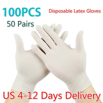 

Fast 50 Pairs Disposable Latex Gloves Non-Slip Protective Acid Laboratory Rubber Glove Anti Dust Household Cleaning Hand Glove