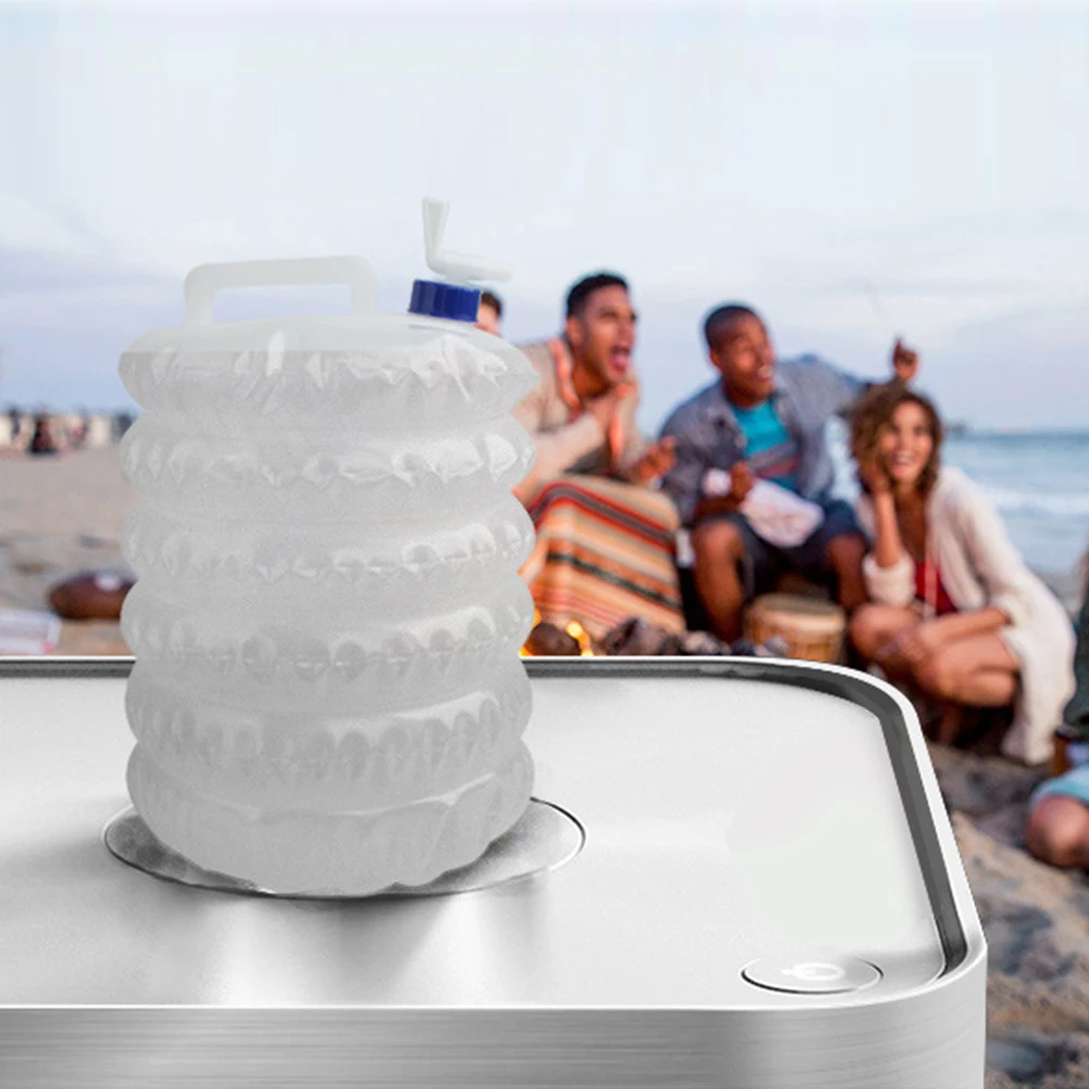 5L Пешие прогулки питьевой открытый белый нетоксичный складной большой емкости PE хранения портативный контейнер для воды с краном кемпинг