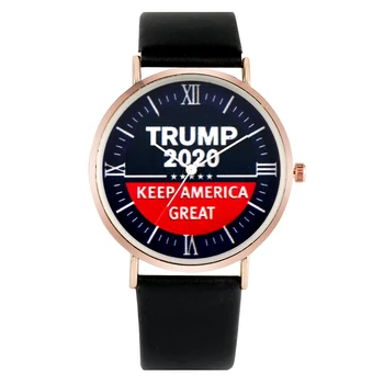 

ClassicTrump 2020Pattern Dial Quartz Analog Watch Women Leather Band Watches Exquisite Rose Gold Case Wristwatch