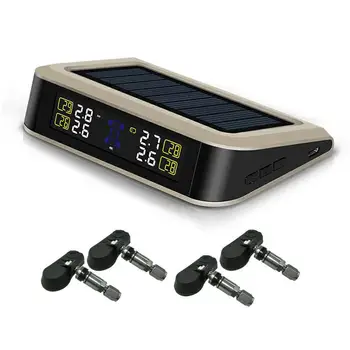 

LCD Display Solar Power Wireless Car TPMS Tire Pressure Security Alarm Monitor System Auto Alarm Tyre Pressure Monitoring System