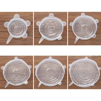 

6x Silicone Storage Covers, 6-Pack of Various Sizes Silicone Stretch Lids for Bowl, Can, Jar and so on