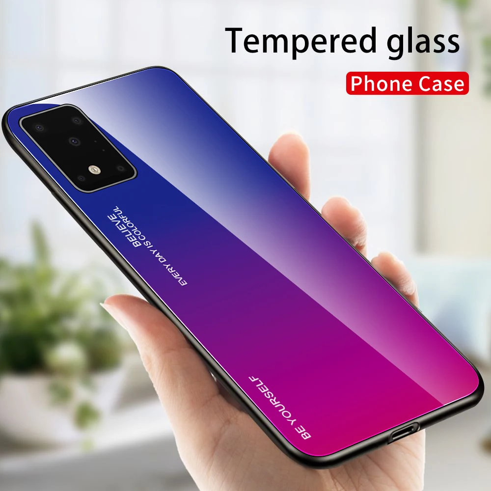Чехол для Samsung Galaxy S20 Plus жесткий защитный чехол из закаленного стекла с градиентом