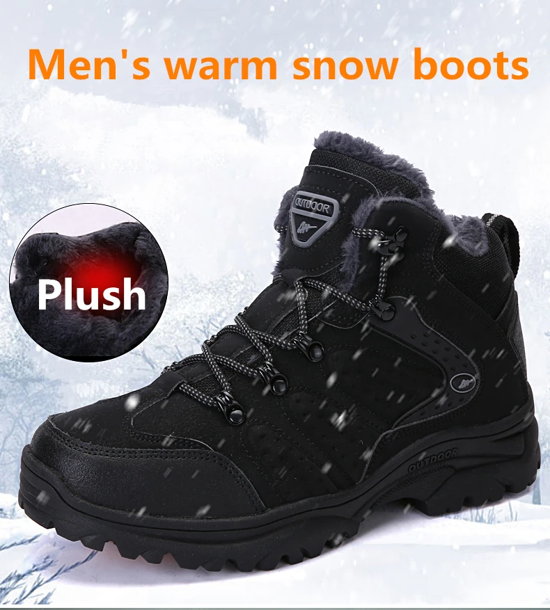 Мужские водонепроницаемые ботильоны; зимние теплые плюшевые зимние ботинки; Мужская Спортивная обувь; Рабочая обувь; резиновые зимние мужские ботинки; размеры 36-47