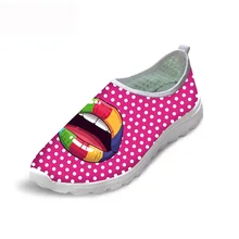 HYCOOL/Летняя женская обувь на платформе; женская обувь с принтом в виде губ; женская пляжная обувь на плоской подошве; легкие повседневные модные кроссовки