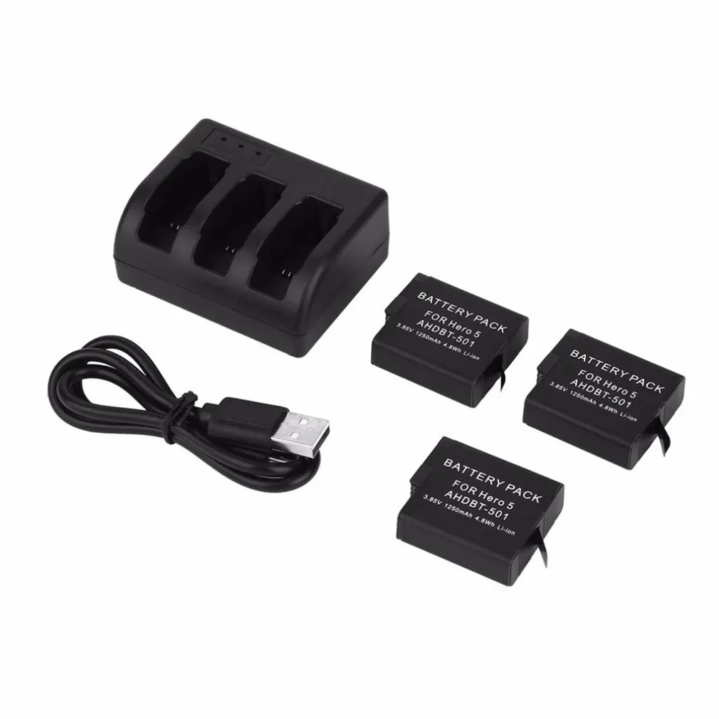 Для GoPro Hero7 зарядное устройство usb-комплект для GoPro Hero7 Go Pro с 1600 мАч Зарядное устройство для аккумуляторных батарей
