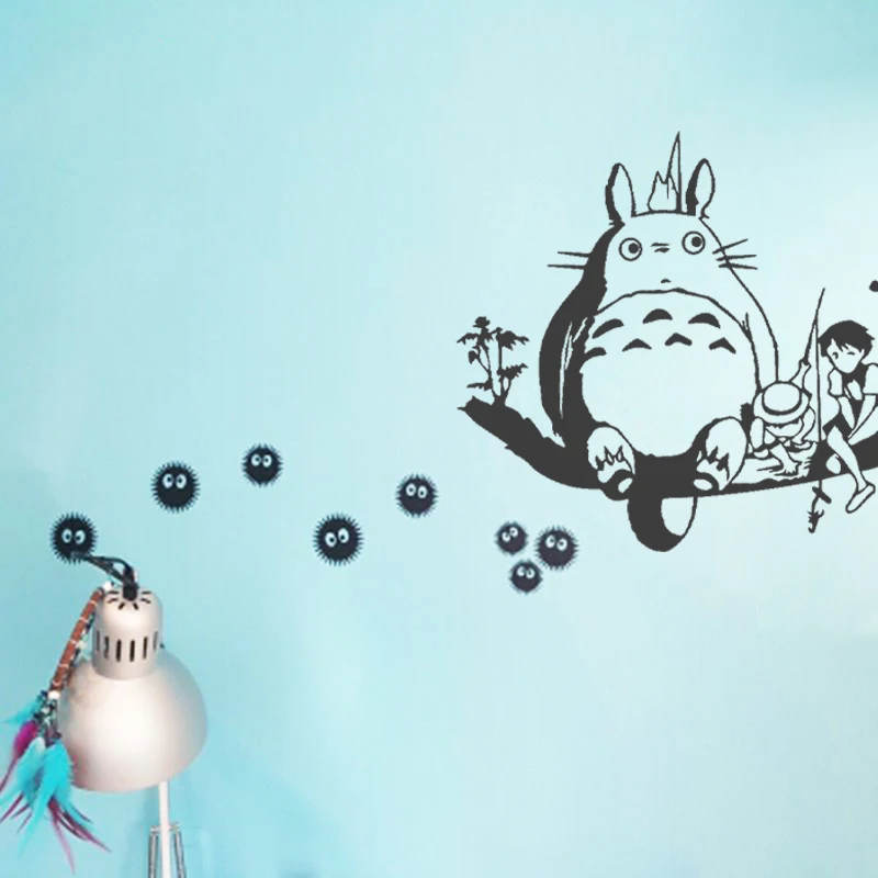 Бесплатная доставка милые кавайные виниловые наклейки на стену аниме ghioli Totoro Soot