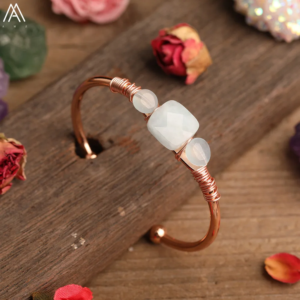 Natural Quartz Stone Beads Gold Bracelets Women Citrines Roses Quartz Chip Beads Open Cuff Bangles Bracelets Friendship Jewelry silver bangle bracelets