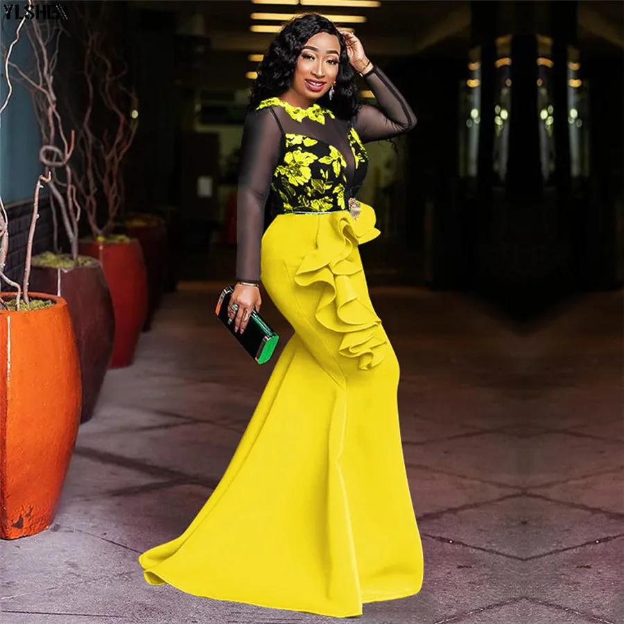 5 Colors African Dresses for Women Long Maxi Dress African Clothes Fashion Style Print Evening Dress Robe Africaine Femme 2019 24