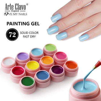 

Arte Clavo 5ml Painting Gel Nail Polish Solid Color Semi Permanent Base Top Need UV LED Lamp For Manicure Hybrid Nail Gel