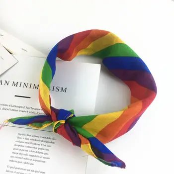 

Unisex Rainbow Stripes Bandana Headband Hip Hop Dancing Square Neck Tie Head Scarf Gay Lesbian Party Parade Celebration Supplies