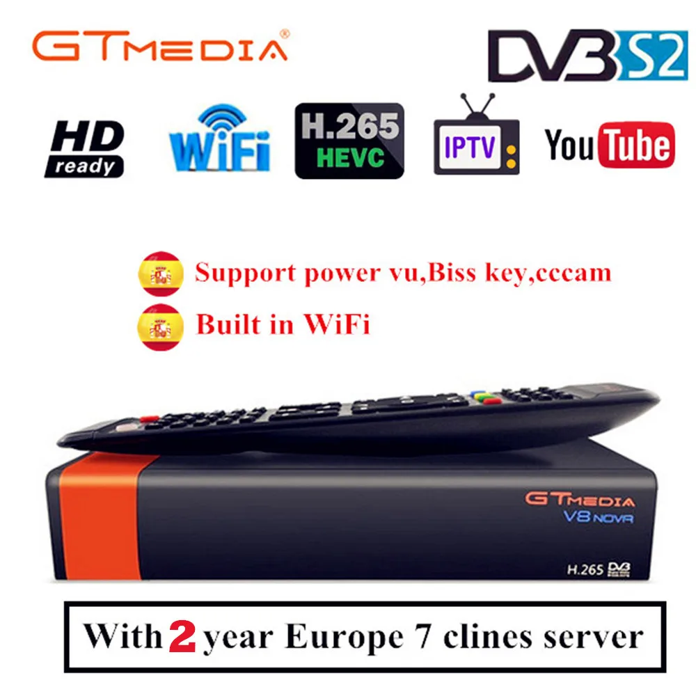 Спутниковый ресивер GTMedia V8 Nova с 1 год Европа Испания Германии Cccam 7 Клайн Full HD H.265 Hevc декодер как V8 супер V9 супер