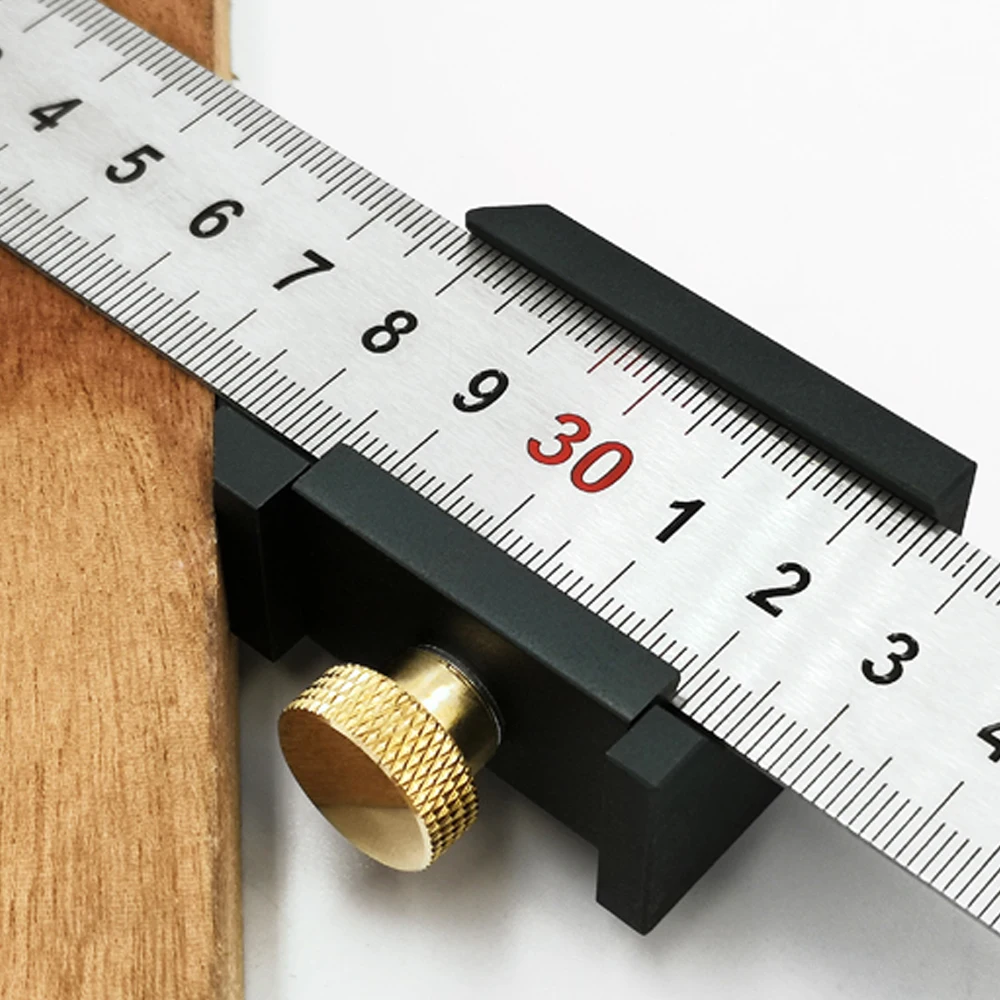 

Aluminium Alloy Angle Scriber Steel Ruler Positioning Block Woodworking Line Locator Stop Block DIY Carpenter Measuring Tool
