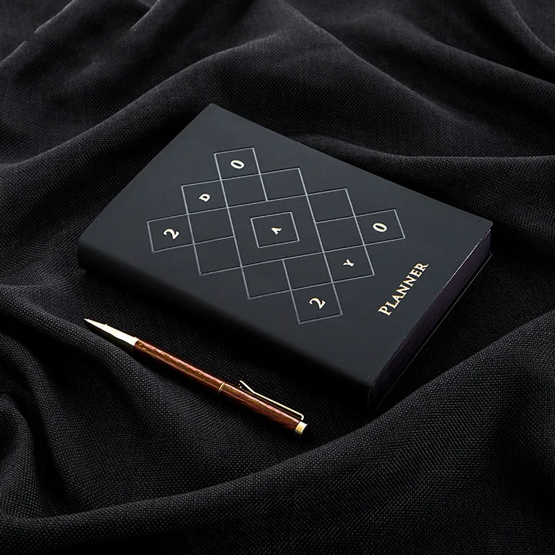 

A5 Business Agenda 2020 Planner Organizer Retro English Version Weekly Monthly Planner Notebook 184sheets Thicken Black Handbook