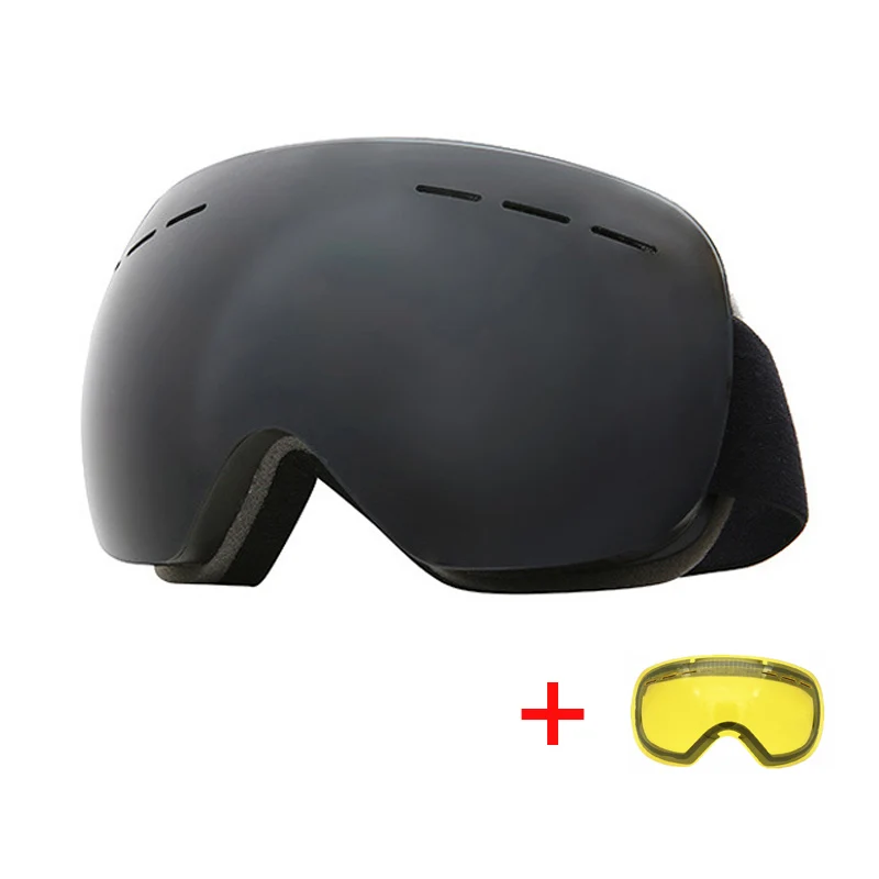 Ветрозащитные лыжные очки с линзой ночного видения зимние противотуманные лыжные очки спортивные HD UV400 снегоходы сноуборд очки маска - Цвет: Black