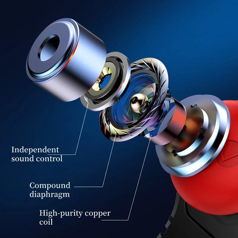 LSStylish Wired Earphones with Pluggable Detachable Double Microphones Earbuds for Gaming Sports Music Earpieces with HIFI Sound