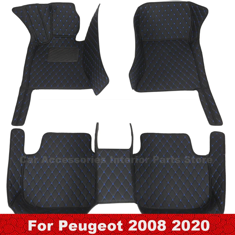 

Автомобильные коврики для Peugeot 2008 2020, коврики для салона автомобиля, аксессуары для стайлинга, кожаные передние и задние боковые коврики