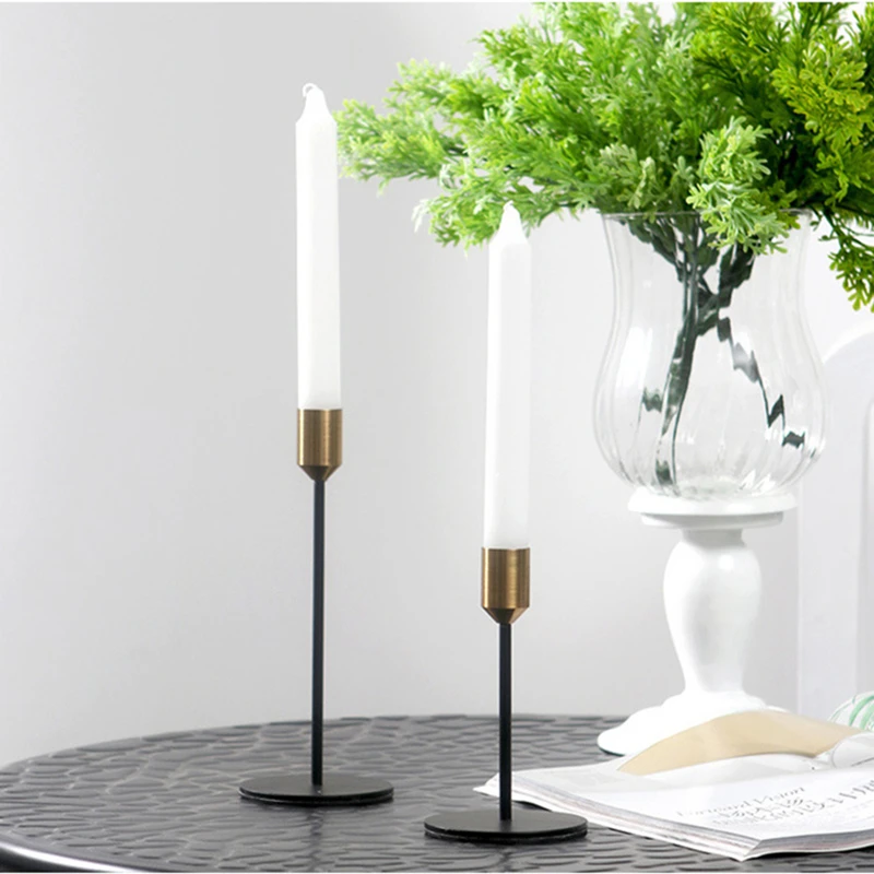 IMUWEN Nordic Style Candle Stand  Metal Candle Holders Fashion Wedding Bar Party Exquisite Candlestick For Table Home Decoration