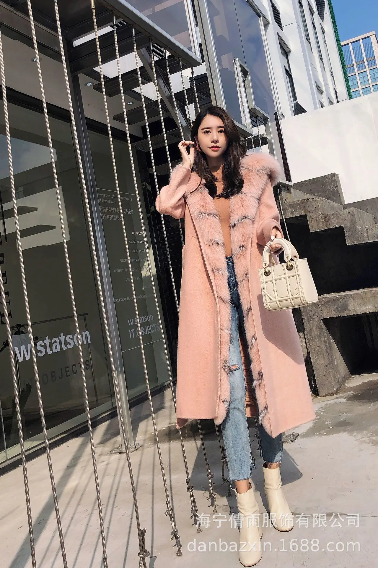 pink Пальто из натурального меха, Для женщин пальто из искусственного меха лисы зимнее пальто Женская куртка-парка в Корейском стиле Двусторонняя шерстяная куртка с Минни Маус Abrigos Mujer Invierno 18170 YY905 - Цвет: pink