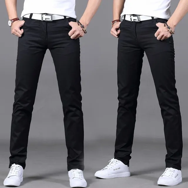 cotton Pants men Business Slim Elastic 
