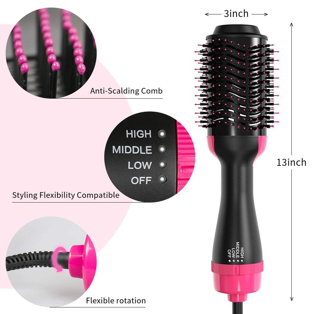 One Step Hair Dryer& Volumizer Dryer Hair Straightener Curler Salon Styling Comb Hot Air Brush Tangle Negative Ions Hair Blower