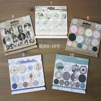 

5patterns mix size mix color DIY button set paper card chipboard material 2holes flatback buttons sheet scrapbooking hobby craft