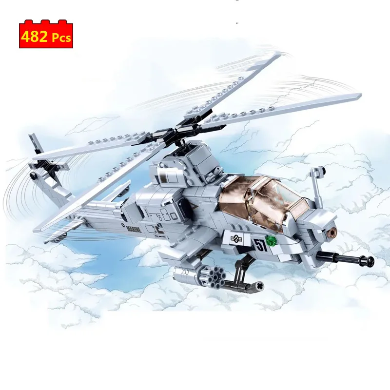 Serie Militare World War Air Force Forze Corazzate Ah-1Z Viper Aircraft Modello Fai Da Te Building Blocks Mattoni Giocattoli Regali