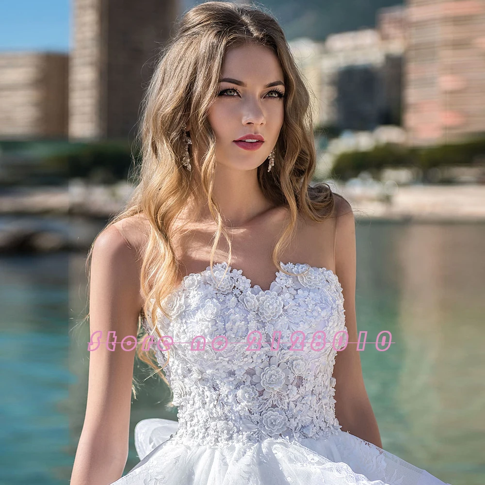 Кружевное бальное платье принцессы, свадебные платья размера плюс, Vestido De Noiva, украшенное бисером и цветами, просвечивающее великолепное платье Trouwjurk
