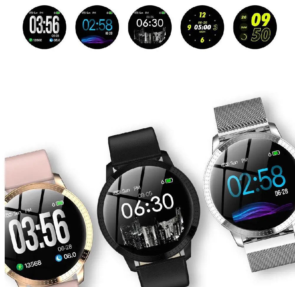 CF18 Smart Bracelet Round Screen Waterproof Heart Rate Blood Pressure Smart Watch Smart Wristband Pedometer Fitness Tracker