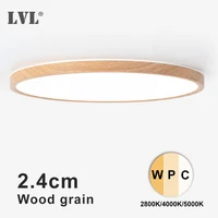 Modern LED Ceiling Light Wood Grain Golden One Light with 3 Colors 1