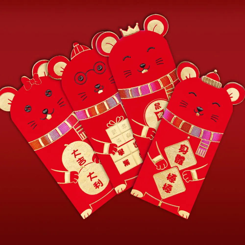 32 шт китайский новый год красный конверт для денег крысы пакет мешок дети карман